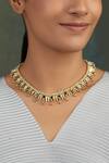Buy_House Of Tuhina_Gold Plated Mirror Studded Falak Spike Necklace _at_Aza_Fashions