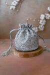 Buy_Amyra_Silver Embroidery, Tassels, Sequins Bella Potli Bag _at_Aza_Fashions