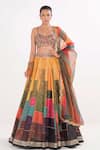 Buy_Cedar & Pine_Multi Color Brocade Embroidery Dori Collage Pattern Lehenga Set  _at_Aza_Fashions
