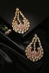 Buy_Minaki_Red Metallic Thread, Diamonds Geometric Embellished Chandbalis _at_Aza_Fashions