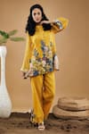 Buy_Soup By Sougat Paul_Yellow Handloom Cotton Applique, Embroidery Bandeau Zinnia Pant Co-ord Set _at_Aza_Fashions