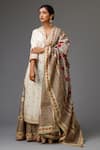 Buy_KORA_Off White Kurta Cotton Chanderi Embroidery Dori V Neck Lehenga Set _at_Aza_Fashions