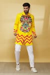 Buy_Mr. Ajay Kumar_Yellow 100% Luxe Cotton Printed Floral Full Sleeved Shirt  _at_Aza_Fashions