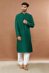 Buy_Aham-Vayam_Green Cotton Embroidered French Knots Kurta Set _at_Aza_Fashions