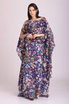 Buy Alpona Designs By Soham Acharya Blue Natural Crepe Floral Boat Print Neck Gown at Aza Fashions Buy_Alpona Designs By Soham Acharya_Blue Natural Crepe Floral Boat Print Neck Gown _at_Aza_Fashions