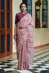 Buy_Dressfolk_Multi Color 100% Linen And Zari Woven Stripe Jhilmil Pattern Saree  _at_Aza_Fashions