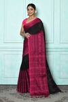 Buy_Adara Khan_Black Pure Cotton Woven Jamdani Floret Saree_at_Aza_Fashions