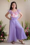 Buy_Pa:Paa_Purple Top Cotton Satin Printed Floral Crop And Palazzo Set  _at_Aza_Fashions