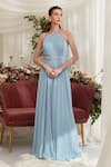 Buy_Zosia_Blue Luxury Heavy Georgette Halter Evadne Neck Gown_at_Aza_Fashions