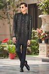 Buy_Bohame_Black Achkan Jacket Georgette Chikankari Embroidery Niruha Floral Set _at_Aza_Fashions