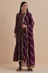 Buy Ikshita Choudhary Purple Chanderi Printed Polka Dot Keyhole Tiered Kurta Churidar Set at Aza Fashions Buy_Ikshita Choudhary_Purple Chanderi Printed Polka Dot Keyhole Tiered Kurta Churidar Set_at_Aza_Fashions