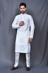 Buy_Arihant Rai Sinha_White Kurta Silk Blend Plain And Pant Set _at_Aza_Fashions