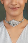 Buy_House Of Tuhina_Silver Plated Mirror Falak Teer Studded Choker _at_Aza_Fashions