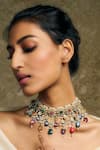 Buy_Tarun Tahiliani_Multi Color Fresh Water Pearls Navrattan Embellished Choker _at_Aza_Fashions