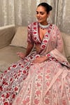 Buy_Ridhi Mehra_Beige Raw Silk And Net Print & Embroidery Charmaine Bridal Lehenga Set _at_Aza_Fashions