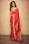 Buy_Gulabo by Abu Sandeep_Red 100% Pure Chanderi Silk Embellished Gota Border Saree _at_Aza_Fashions