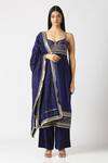 Buy_Labbada_Blue Kurta Pure Silk Hand Embroidered Marodi Sweetheart Neck Palazzo Set _at_Aza_Fashions