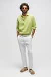 Buy_Terra Luna_Green 100% Linen Spread Collar Shirt _at_Aza_Fashions