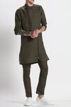 Buy_Son of A Noble Snob_Green Linen Kurta_at_Aza_Fashions