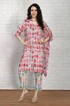 Buy_Whimsical By Shica_Multi Color Cotton, Silk Collared Printed Kaftan Shirt And Pant Set _at_Aza_Fashions