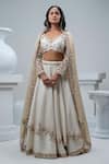 Buy_Nautanky_Ivory Blouse And Lehenga Raw Silk Dupatta Organza Embroidery Layered Set _at_Aza_Fashions