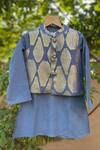 Shop_Tiny Pants_Blue Cotton Embroidered Zari Nehru Jacket With Kurta Set _at_Aza_Fashions