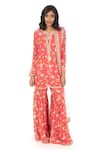 Buy_Monisha Jaising_Pink Georgette Printed Floral Pattern Round Kurta Sharara Set  _at_Aza_Fashions