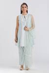 Buy_Megha Bansal_Blue Tulle, Silk Chanderi Dori, Sequin And Bead Ida Embroidered Kurta Pant Set _at_Aza_Fashions
