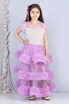 Buy_The Little Celebs_Purple Net, Satin Pearls, Feathers Embellished Dress _at_Aza_Fashions