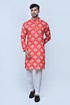 Buy_Arihant Rai Sinha_Orange Kurta Cotton Silk Printed Patola Patterns And Pant Set _at_Aza_Fashions