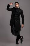 Jayesh Shah_Black Polinosic Embroidered Sequins Sherwani Set  _Online_at_Aza_Fashions