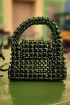 Shop_Handle Those Bags_Green Embellished Crystal Flap Bag _at_Aza_Fashions