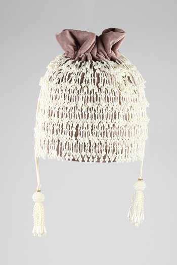 Buy_ClutcH'D_Purple Beads, Tassels Embroidered Velvet Potli Bag _at_Aza_Fashions