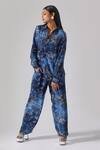 Buy_KLAD_Blue Crepe Printed Floral Collared Neck Pattern Shirt _at_Aza_Fashions