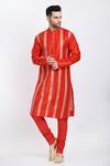 Buy_Samant Chauhan_Red Vegan Leather Embroidery Gota Kurta Set _at_Aza_Fashions