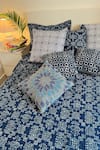 Buy_CocoBee_Blue 100% Cotton Hand Block Print Bedcover Set _at_Aza_Fashions