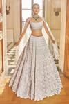 Buy Seema Gujral Ivory Net Beads, Embroidery Square Neck Scallop Bridal Lehenga Set at Aza Fashions Buy_Seema Gujral_Ivory Net Beads, Embroidery Square Neck Scallop Bridal Lehenga Set _at_Aza_Fashions