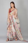 Buy_Devyani Mehrotra_Multi Color Viscose Satin Georgette Printed Melange Saree _at_Aza_Fashions