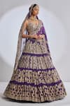 Buy_Seema Gujral_Purple Georgette Embroidered Gota Patti Plunge V Bridal Lehenga Set  _Online_at_Aza_Fashions