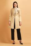 Buy_Label Ivish_Beige Polyester Mandarin Collar Sequin Floral Pattern Coat With Pant _at_Aza_Fashions