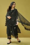 Buy_Naaz By Noor_Black Cotton Flower And Sequin Work Kurta Set_at_Aza_Fashions