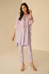 Buy_Betrue_Purple Chanderi Silk Chains, Stones Placket Embroidered Straight Top And Pant Set _at_Aza_Fashions