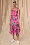 Buy_Masaba_Green Bemberg Linen Printed Bloomerang Square Crop Top And Skirt Set _at_Aza_Fashions