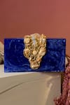 Buy_Be Chic_Blue Embellished Molten Lava Clutch _at_Aza_Fashions