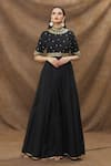 Buy_Kanj by Priyanka A Sakhuja_Black Silk Chanderi Embroidery Dabka Jewelled Bodice Gown _at_Aza_Fashions