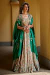 Buy_Mrunalini Rao_Green Georgette Printed And Embroidered Vintage & Lehenga Set For Women_at_Aza_Fashions