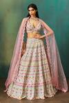 Buy_Aneesh Agarwaal_Green Silk, Net Sequins, Beads, Flower Bloom Embroidered Bridal Lehenga Set _at_Aza_Fashions