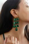 Shop_Do Taara_Green Natural Stones Dangler Earrings_at_Aza_Fashions