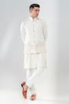 Buy_Amrit Dawani_Ivory Kurta Cotton Silk Embroidery Floral Resham And Zari Bundi Set _at_Aza_Fashions