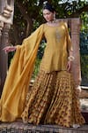 Buy Kritika Dawar Yellow Silk, Chanderi Beads Scoop Neck Floral Print Mulmul Kurta Gharara Set at Aza Fashions Buy_Kritika Dawar_Yellow Silk, Chanderi Beads Scoop Neck Floral Print Mulmul Kurta Gharara Set _at_Aza_Fashions